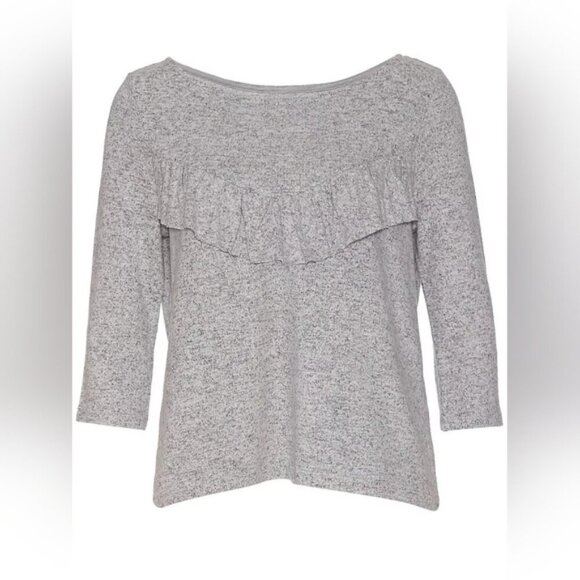 3/$20 ONLY Ruffled Flounce Knit Top Boat Neck 3/4 Sleeve Super Stretchy Pullover - Picture 5 of 16